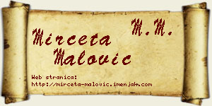 Mirčeta Malović vizit kartica